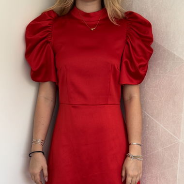 Satin like dress red