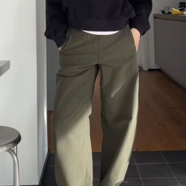 Olive Uniqlo Barrel Jersey Trousers