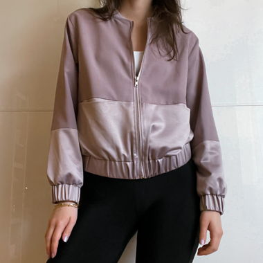 Lila Bomber Jacke