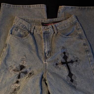 Jeans - Blue with crosses - Size L
