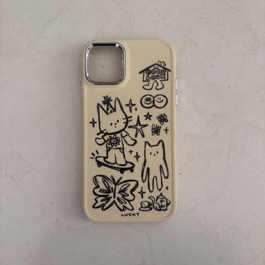 Coque beige avec motif doodle ip 12/12p/11