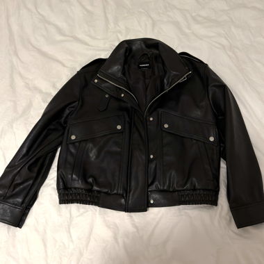 Giacca biker in similpelle nera