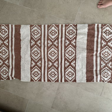 Brown-and-White Woven Rug