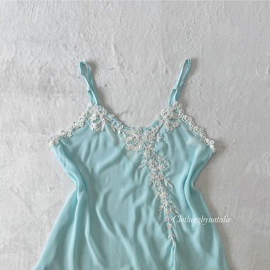 Spitzen-Blaues Chiffon-Minikleid (L)