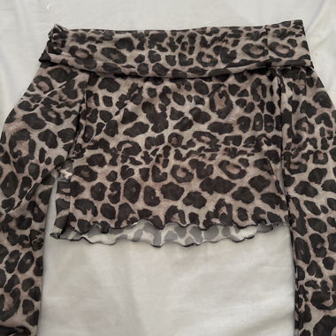 Leopard mesh long-sleeve top