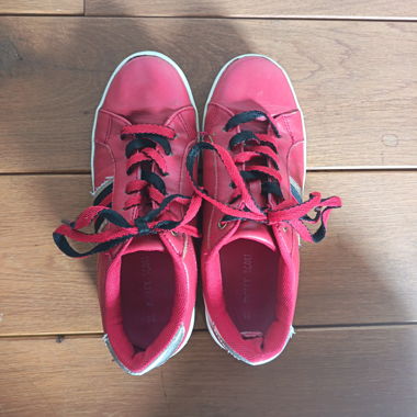 Red Lace-Up Sneakers