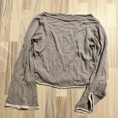 Top Djerf Avenue Grigio Maglia a Maniche Lunghe