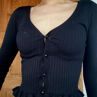 Gilet Boutonné Côtelé Noir
