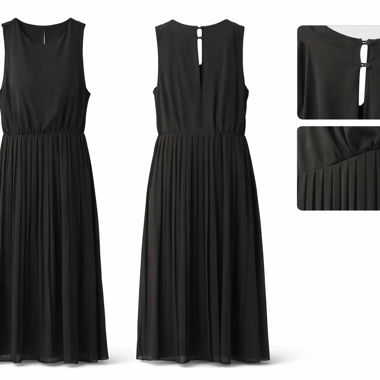 Vestito nero plissettato – senza maniche
