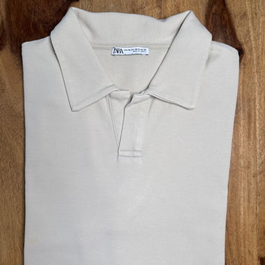 Beiges Zara langarm Poloshirt Gr. L