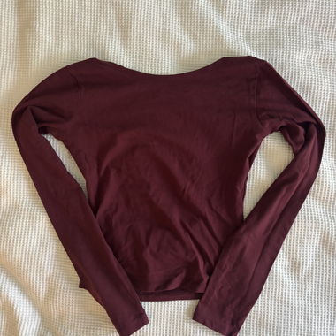 Burgundy Long Sleeve Backless Top