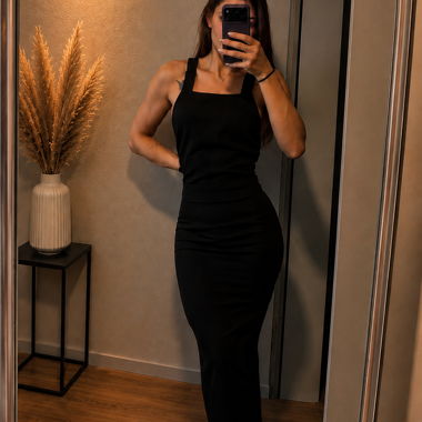 Black midi dress