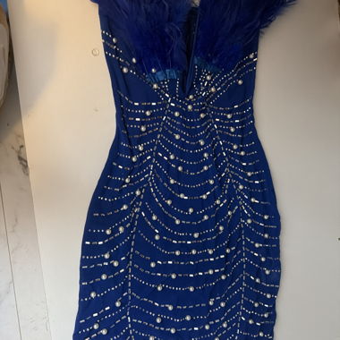 Blue Party Vest with Feathers