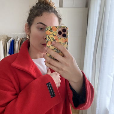 Red wool coat with Italian fabric