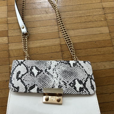Sac bandoulière à motif serpent blanc