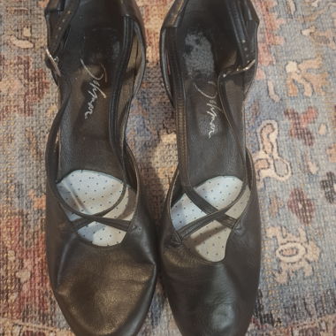Black Leather Dance Shoes with Heel