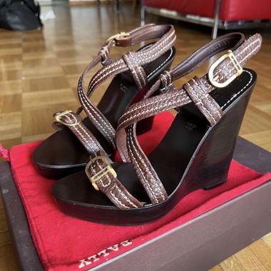 Bally, wedge sandals, size 37, brown