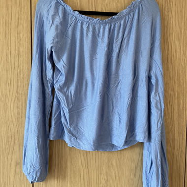 Bershka light blue off-shoulder blouse size S