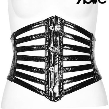 Black PU cage waist belt by Punk Rave