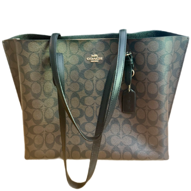Borsa tote Coach in pelle con monogramma marrone