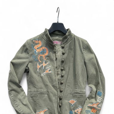 Vintage Designer Dragon Embroidered Summer Jacket