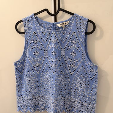 ONLY Spitzen-Top Blau Gr. S