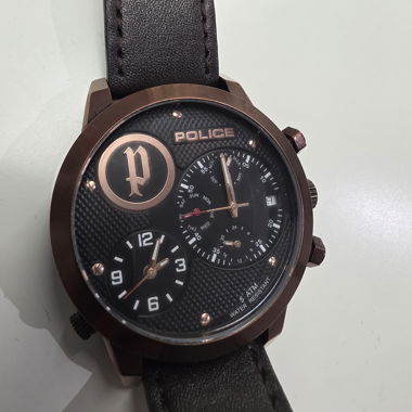 Montre Police cuir brun