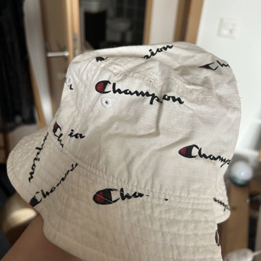 White Champion Cotton Bucket Hat