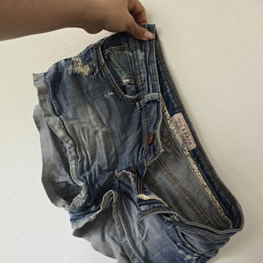 Pull & Bear Blue Distressed Denim Shorts