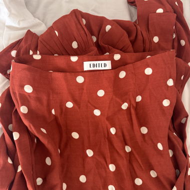 Jupe longue à pois - rouge