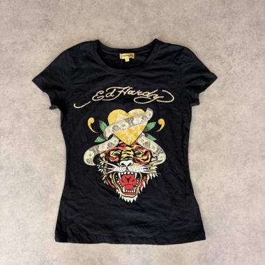 Y2K Ed Hardy T-Shirt Schwarz S