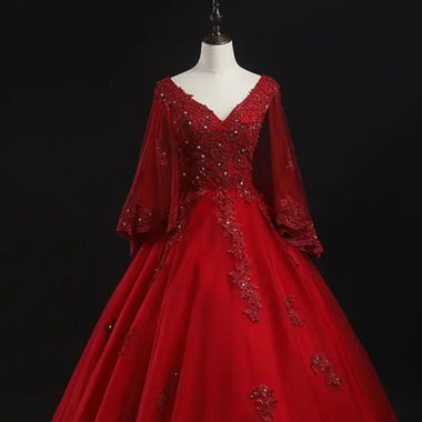 Quinceanera Red Dress Ball Gown 