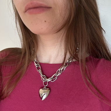 Collier cœur argenté