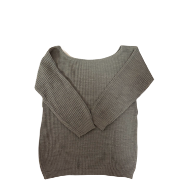 Grau gestricktes Off-Shoulder-Pulloverkleid