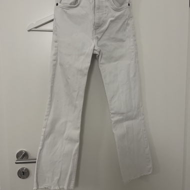 Pantalon Évasé en Jean Blanc