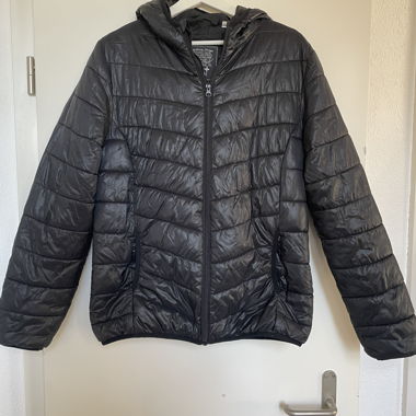 Black Quilted Jacket with Hood