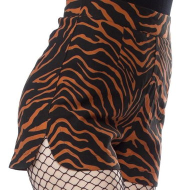 shorts with a tiger print orange and black 