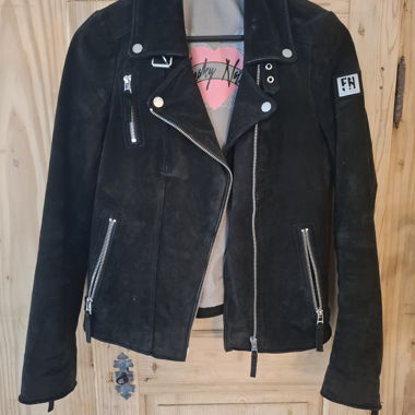 Veste en cuir noire, taille S