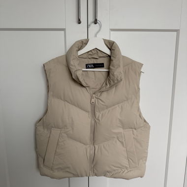 Beige Zara Puffer Vest
