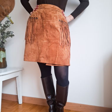 Jupe à franges en daim vintage
