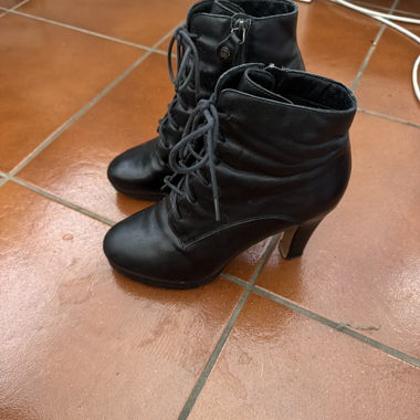 Black high-heel ankle boots