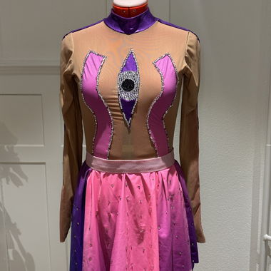 Performancekostüm Bodysuit und Rock pink/lila