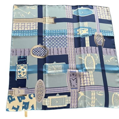 Cartier 100% silk scarf with watch print 