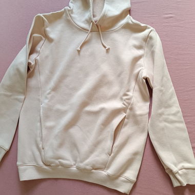 Felpa rosa/beige con cappuccio