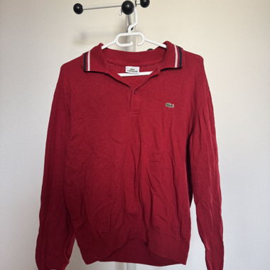 Pullover polo Lacoste rosso maniche lunghe
