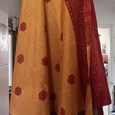 Jupe Sari rouge et orange