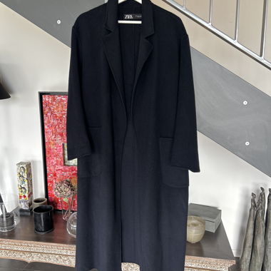 Manteau long marine Zara en cachemire et laine