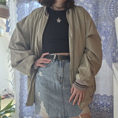 Oversized beige bomber jacket