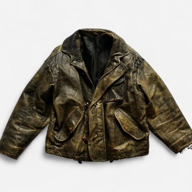 Vintage Oversize-Leder-Bomberjacke - unisex