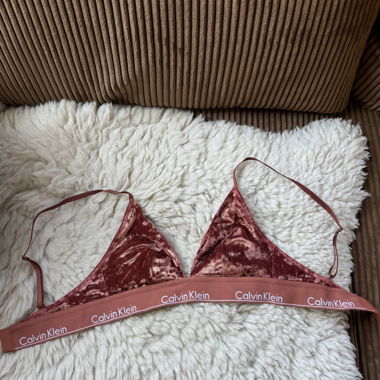 Reggiseno a triangolo Calvin Klein in velluto ocra taglia S